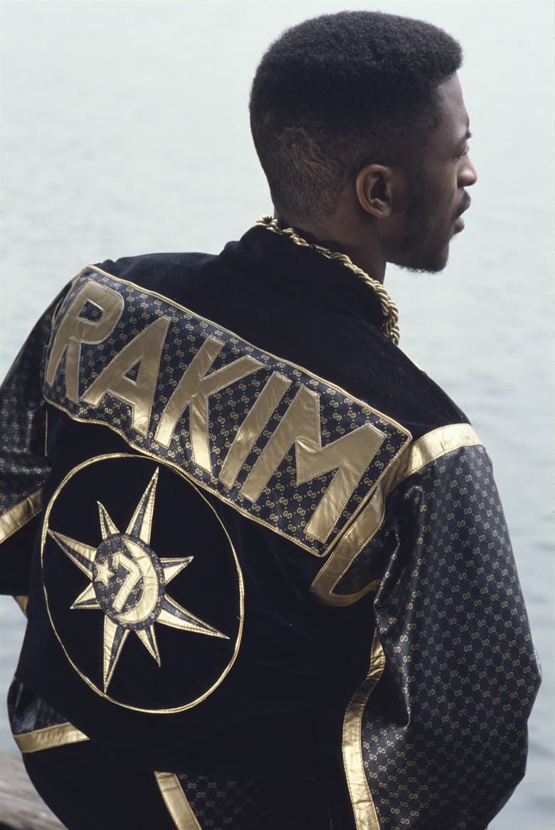 American rapper Rakim wearing custom jacket by Dapper Dan,1988. By Drew Carolan